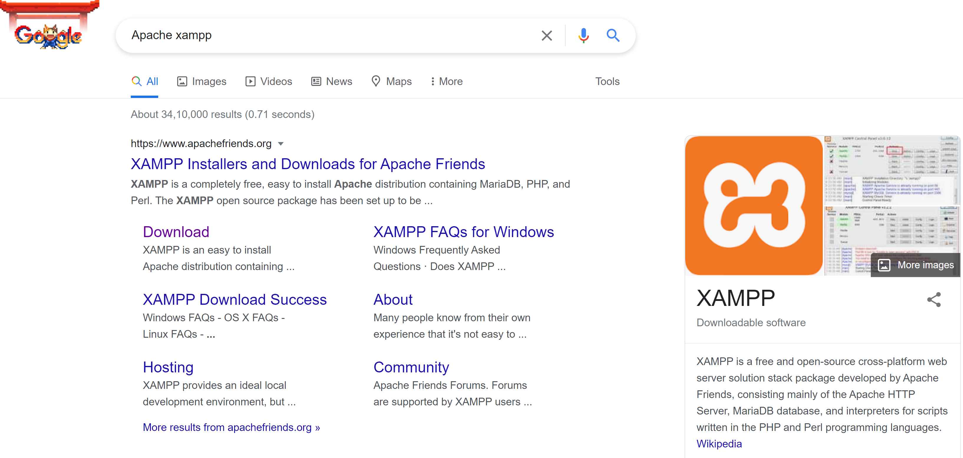 Google for Apache XAMPP